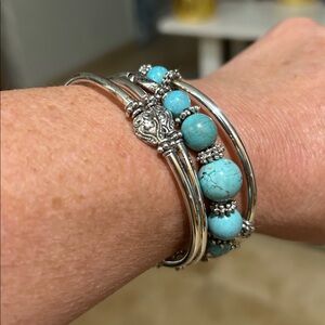 Silver and Turquoise Beaded Bracelets